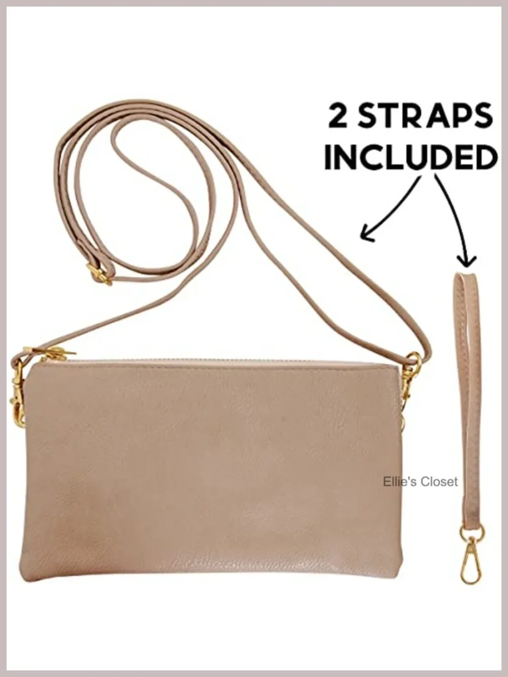 Vegan Leather Convertible Crossbody Wristlet Clutch